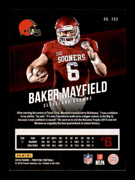 2018 Panini Prestige Xtra Points Purple Baker Mayfield 