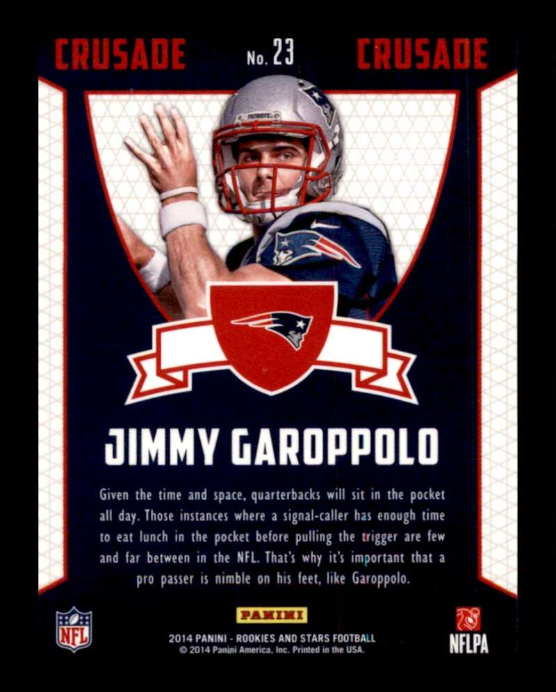 Load image into Gallery viewer, 2014 Panini Rookies &amp; Stars Crusade Blue Jimmy Garoppolo #23 Rookie RC New England Patriots  Image 2
