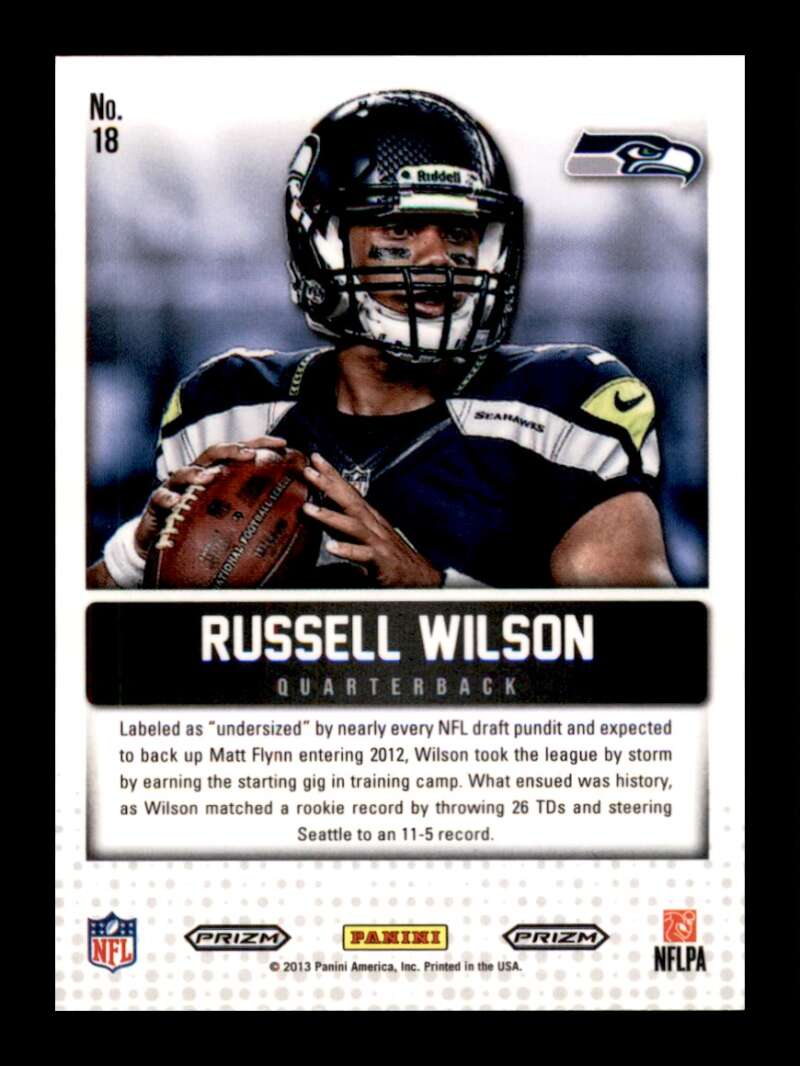 Load image into Gallery viewer, 2013 Panini Prizm Cornerstones Blue Prizm Russell Wilson #18 Seattle Seahawks  Image 2
