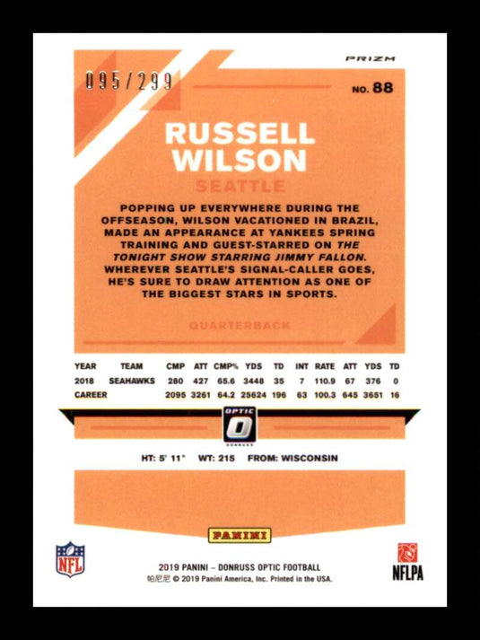 2019 Donruss Optic Aqua Prizm Russell Wilson