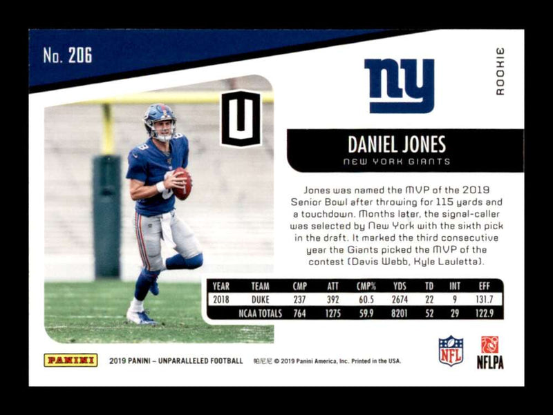 Load image into Gallery viewer, 2019 Panini Unparalleled Daniel Jones #206 Rookie RC New York Giants  Image 2
