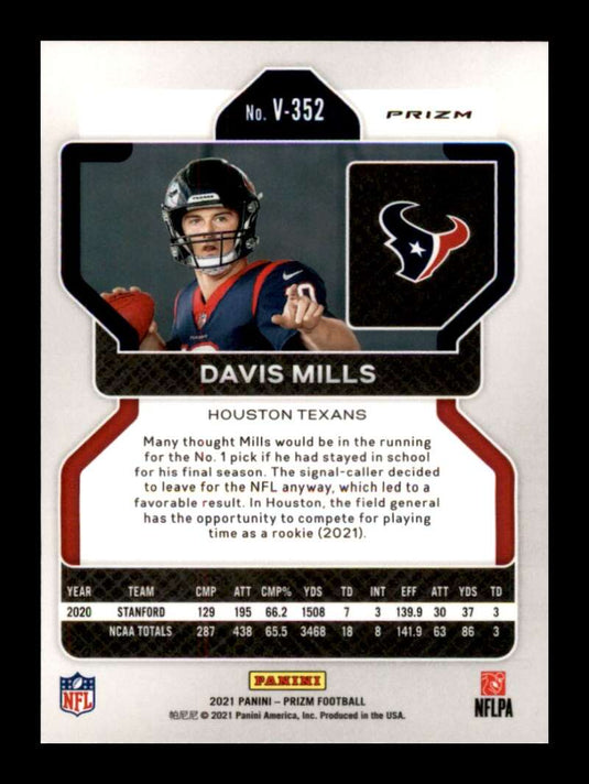 2021 Panini Prizm Variation Silver Prizm Davis Mills