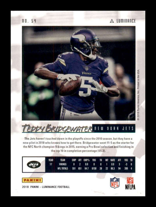 2018 Panini Luminance Platinum Blue Teddy Bridgewater 