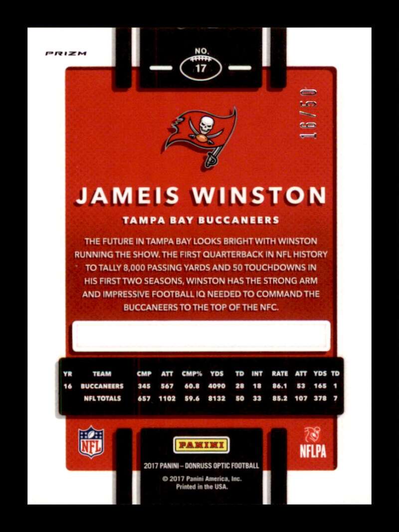 Load image into Gallery viewer, 2017 Donruss Optic Purple Prizm Jameis Winston #17 SP /50 Tampa Bay Buccaneers  Image 2
