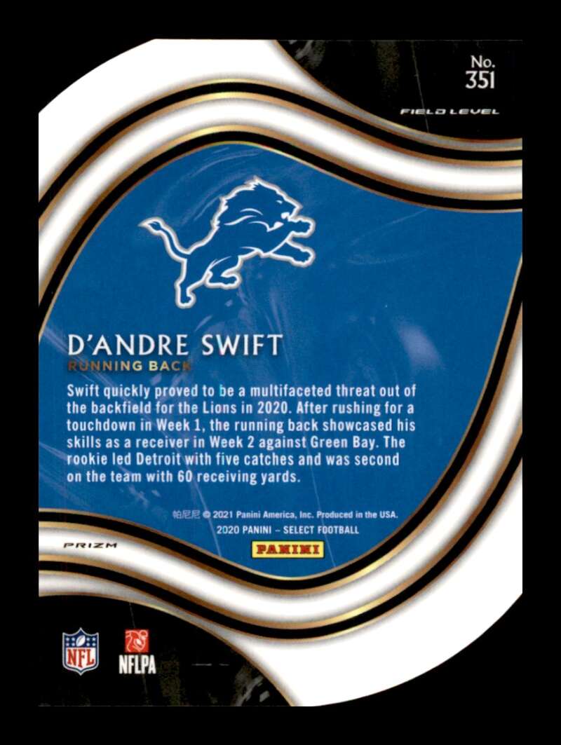 Load image into Gallery viewer, 2020 Panini Select Maroon Prizm Die Cut D&#39;Andre Swift #351 Rookie RC Field Level Detroit Lions  Image 2
