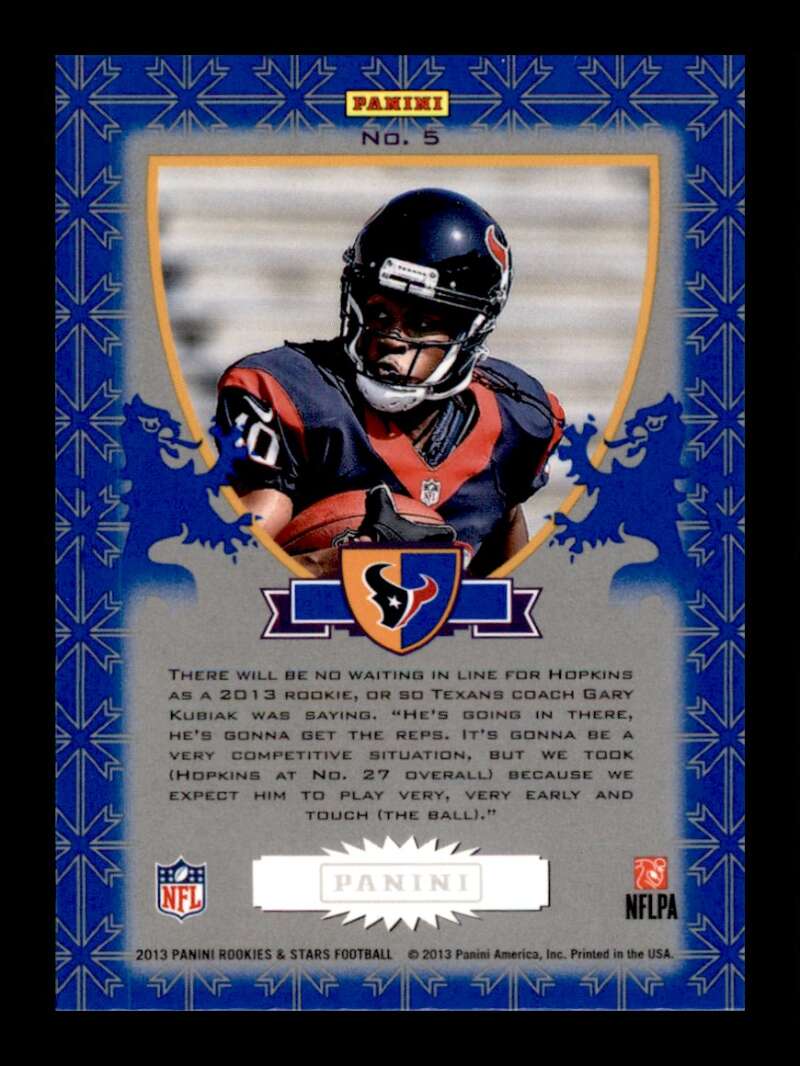 Load image into Gallery viewer, 2013 Panini Rookies &amp; Stars Crusade Blue DeAndre Hopkins #5 Rookie RC Houston Texans  Image 2
