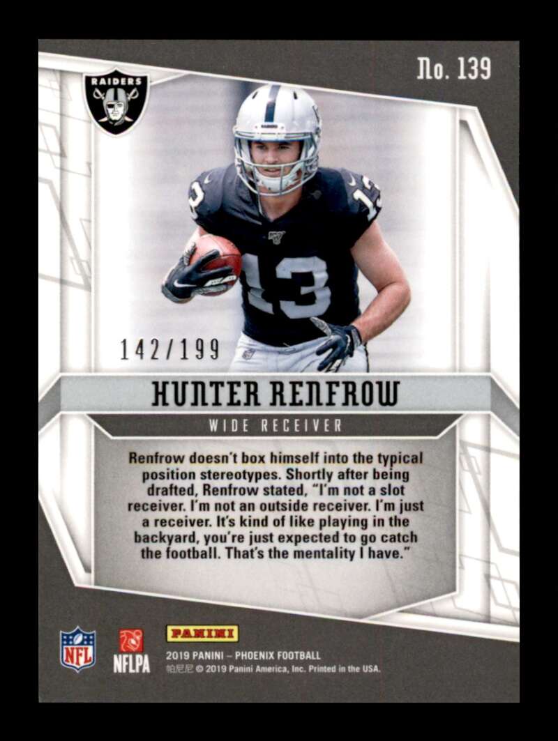 Load image into Gallery viewer, 2019 Panini Phoenix Pink Hunter Renfrow #139 Rookie RC /199 Oakland Raiders  Image 2
