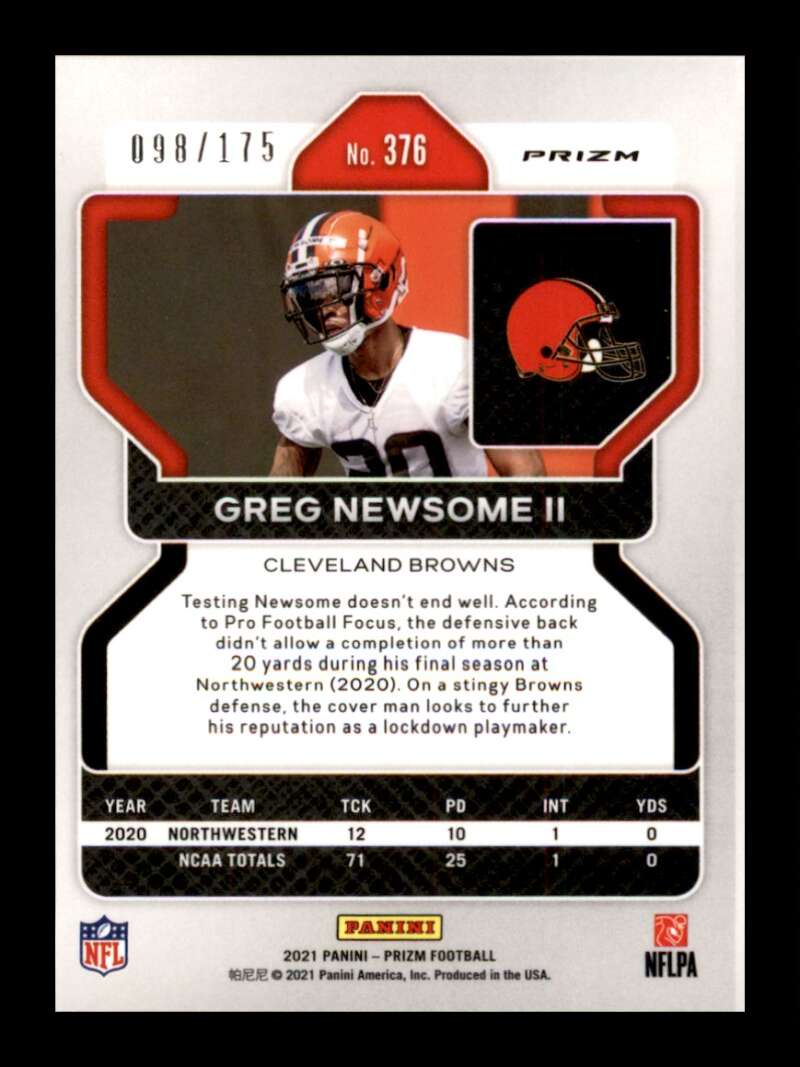 Load image into Gallery viewer, 2021 Panini Prizm Hyper Prizm Greg Newsome #376 Rookie RC /175 Cleveland Browns  Image 2
