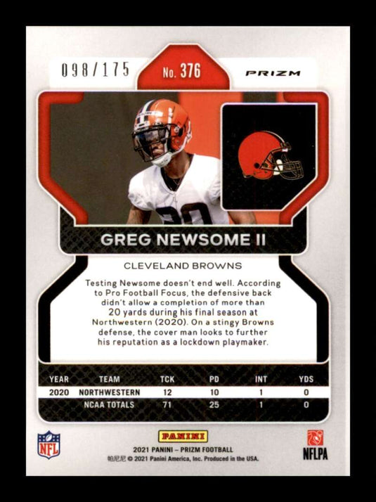 2021 Panini Prizm Hyper Prizm Greg Newsome 