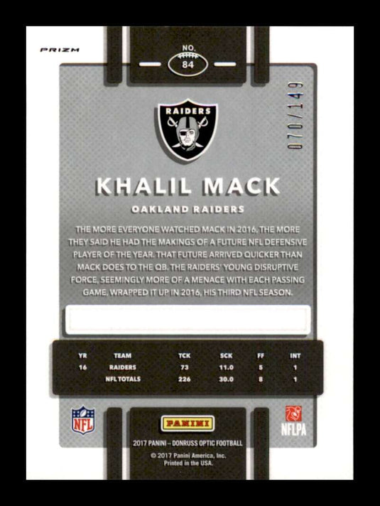 2017 Donruss Optic Blue Prizm Khalil Mack