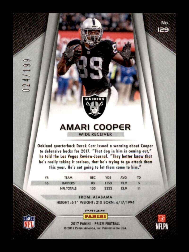 Load image into Gallery viewer, 2017 Panini Prizm Light Blue Prizm Amari Cooper #129 SP /199 Oakland Raiders  Image 2
