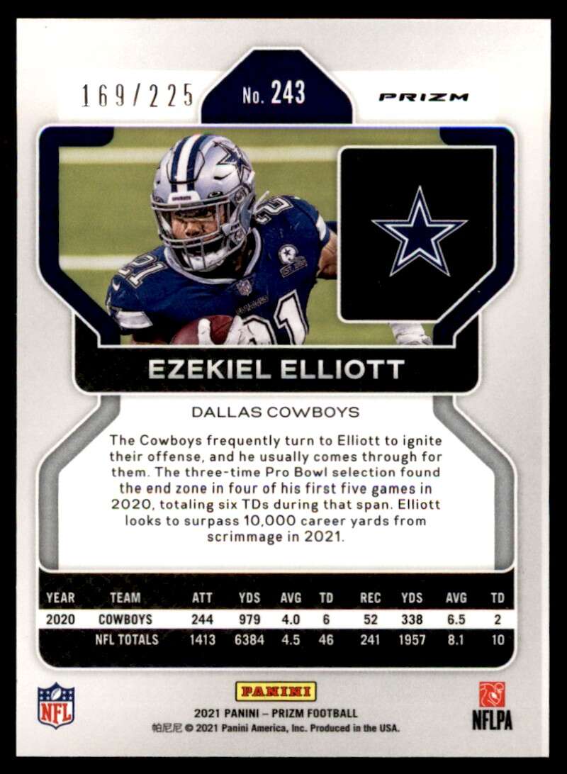 Load image into Gallery viewer, 2021 Panini Prizm Purple Ice Prizm Ezekiel Elliott #243 SP /225 Dallas Cowboys  Image 2
