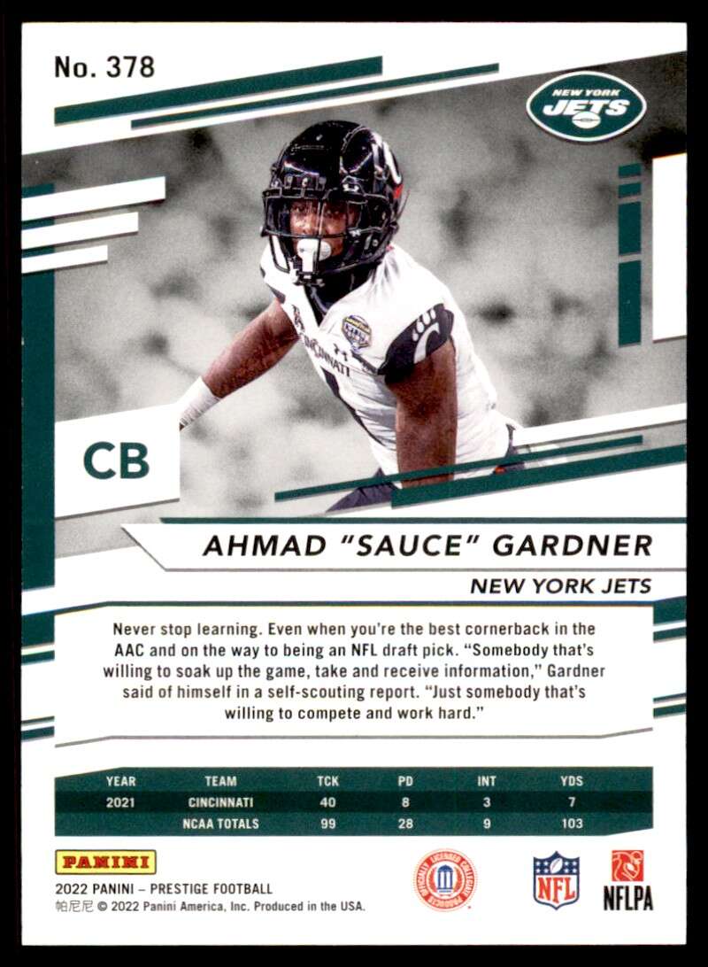 Load image into Gallery viewer, 2022 Panini Prestige Xtra Points Blue Ahmad Gardner #378 Rookie RC /299 New York Jets  Image 2
