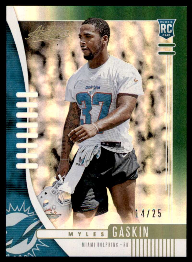 Load image into Gallery viewer, 2019 Panini Absolute Green Spectrum Myles Gaskin #169 Rookie RC /25 Miami Dolphins  Image 1
