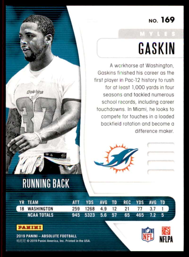 Load image into Gallery viewer, 2019 Panini Absolute Green Spectrum Myles Gaskin #169 Rookie RC /25 Miami Dolphins  Image 2
