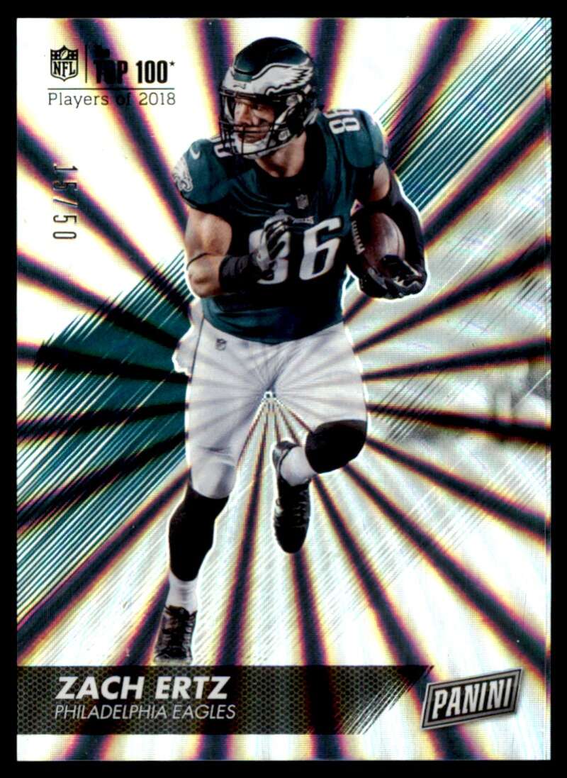 Load image into Gallery viewer, 2018 Panini Day The Top 100 Rainbow Spokes Zach Ertz #68 SP /50 Philadelphia Eagles  Image 1
