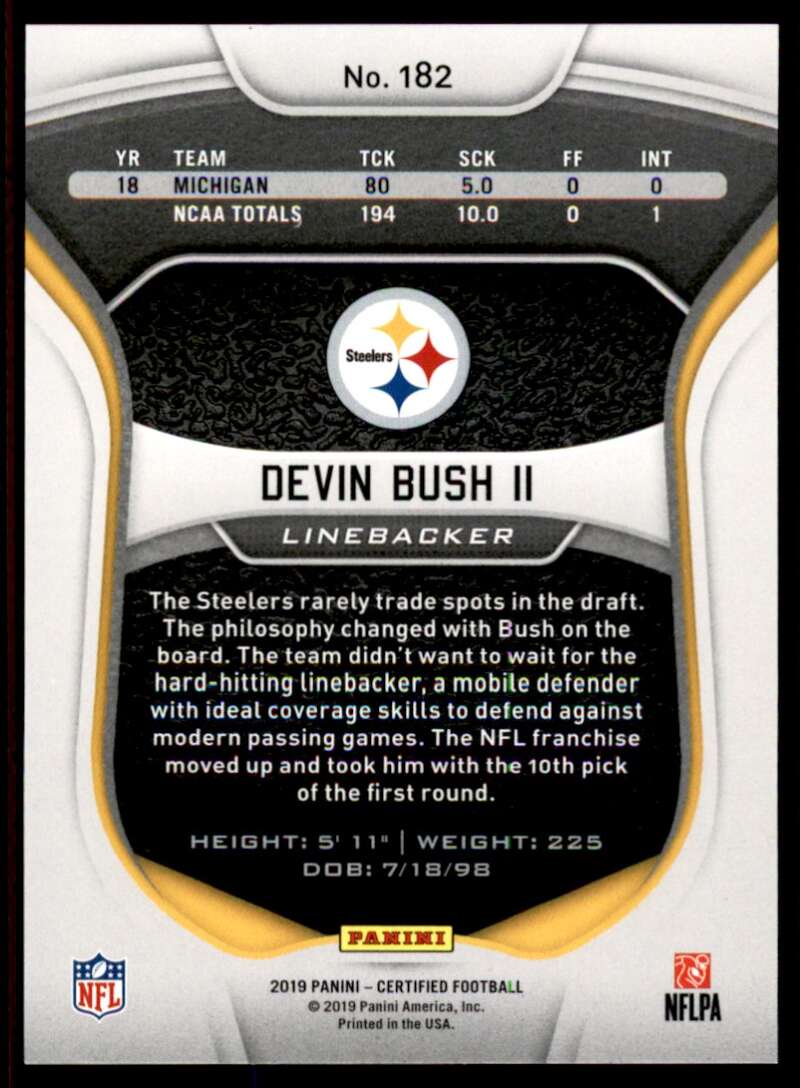 Load image into Gallery viewer, 2019 Panini Certified Red Devin Bush #182 Rookie RC /99 Pittsburgh Steelers  Image 2
