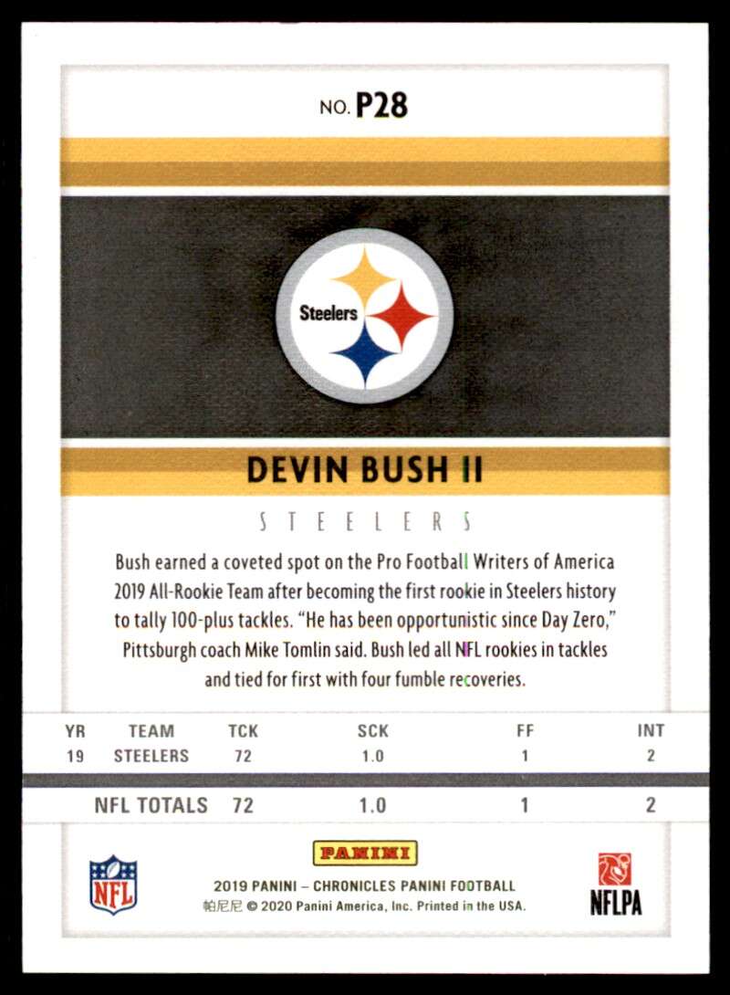 Load image into Gallery viewer, 2019 Panini Chronicles Red Devin Bush #P28 Rookie RC /199 Pittsburgh Steelers  Image 2
