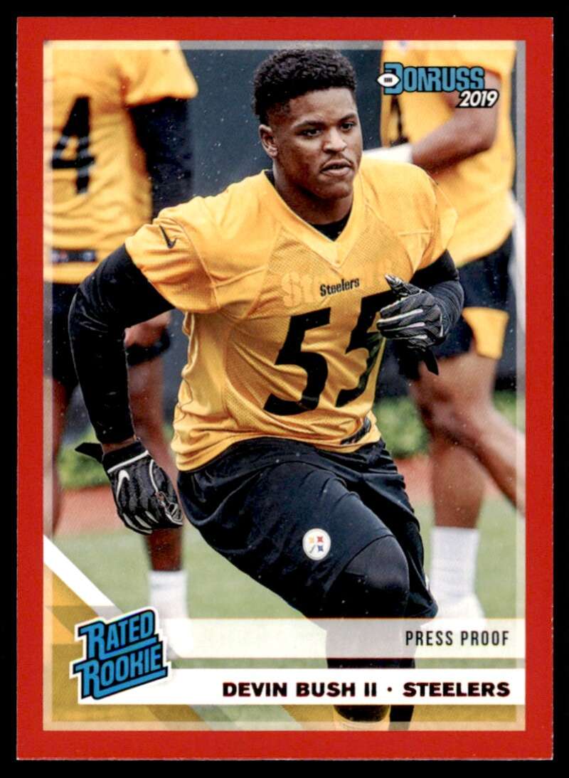 Load image into Gallery viewer, 2019 Donruss Press Proof Red Devin Bush #344 Rookie RC Pittsburgh Steelers  Image 1
