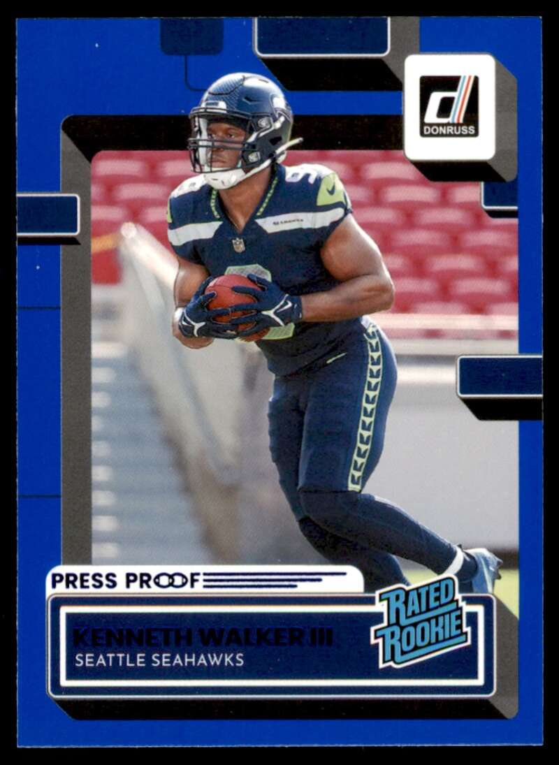 Load image into Gallery viewer, 2022 Donruss Blue Press Proof Kenneth Walker III #318 Rookie RC Seattle Seahawks  Image 1
