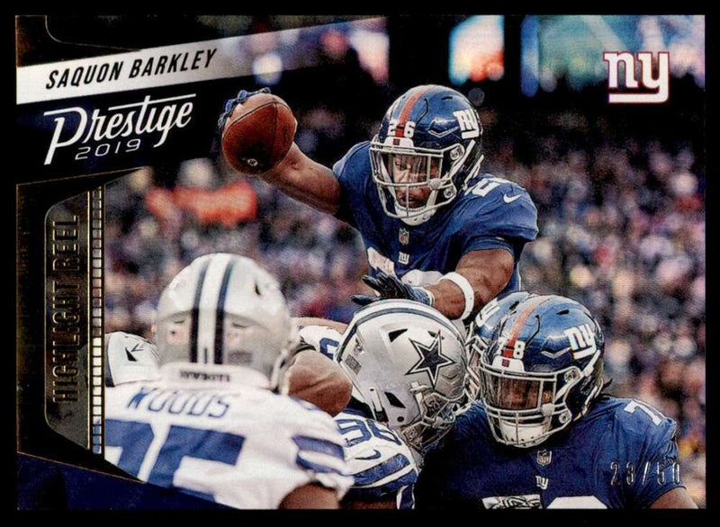 Load image into Gallery viewer, 2019 Panini Prestige Highlight Reel Xtra Points Gold Saquon Barkley #HH-SB SP /50 New York Giants  Image 1
