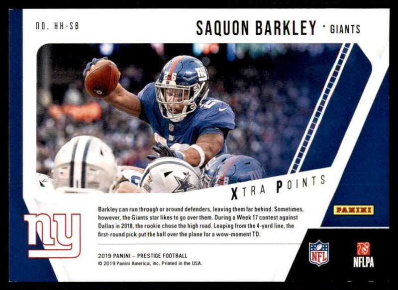 Load image into Gallery viewer, 2019 Panini Prestige Highlight Reel Xtra Points Gold Saquon Barkley #HH-SB SP /50 New York Giants  Image 2
