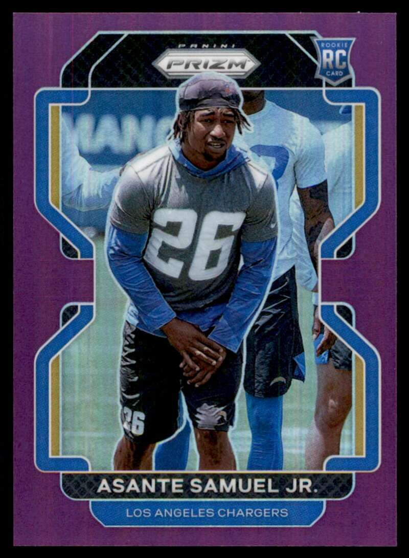 Load image into Gallery viewer, 2021 Panini Prizm Purple Prizm Asante Samuel Jr. #435 Rookie RC /125 Los Angeles Chargers  Image 1
