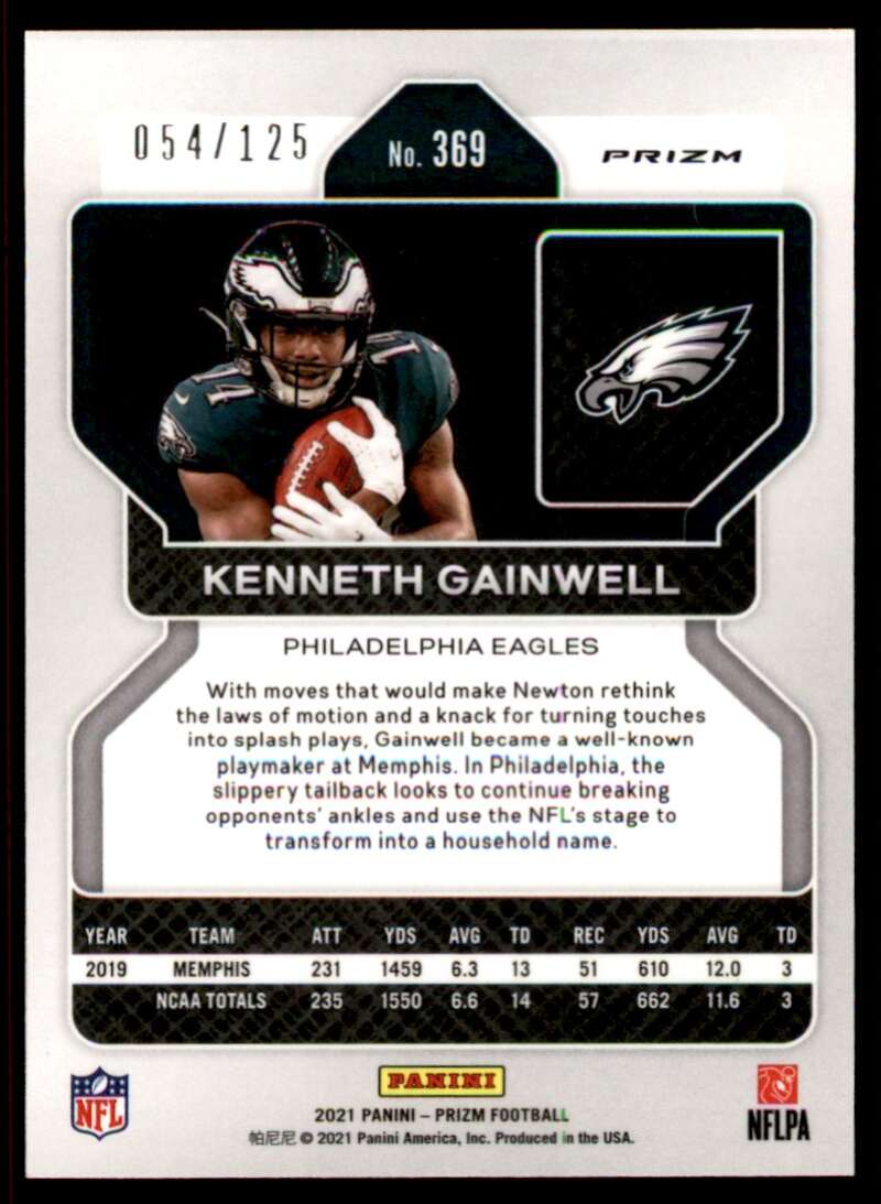 Load image into Gallery viewer, 2021 Panini Prizm Purple Prizm Kenneth Gainwell #369 Rookie RC /125 Philadelphia Eagles  Image 2
