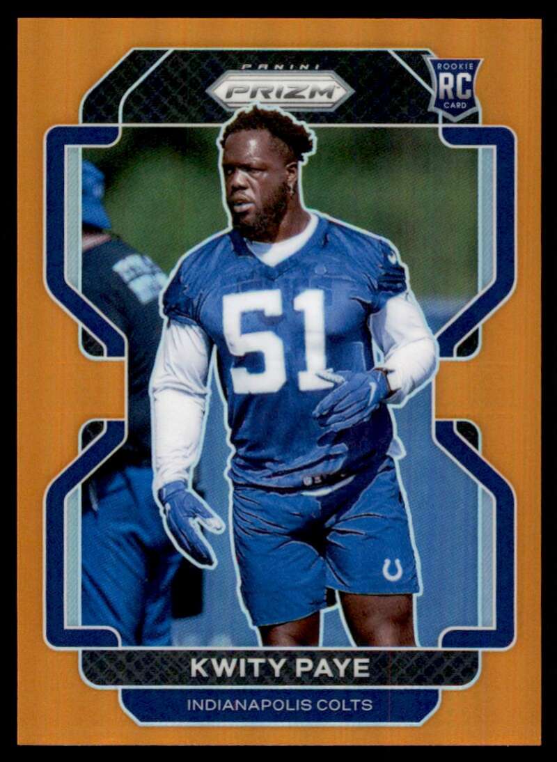 Load image into Gallery viewer, 2021 Panini Prizm Orange Prizm Kwity Paye #378 Rookie RC /249 Indianapolis Colts  Image 1
