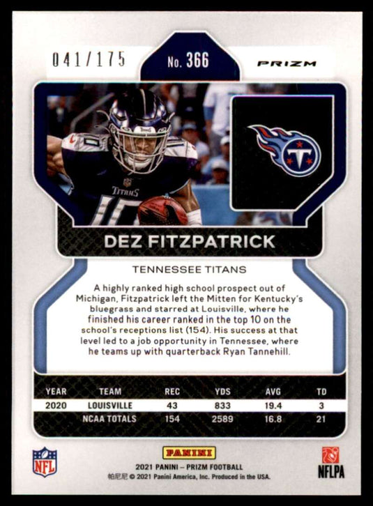 2021 Panini Prizm Hyper Prizm Dez Fitzpatrick 