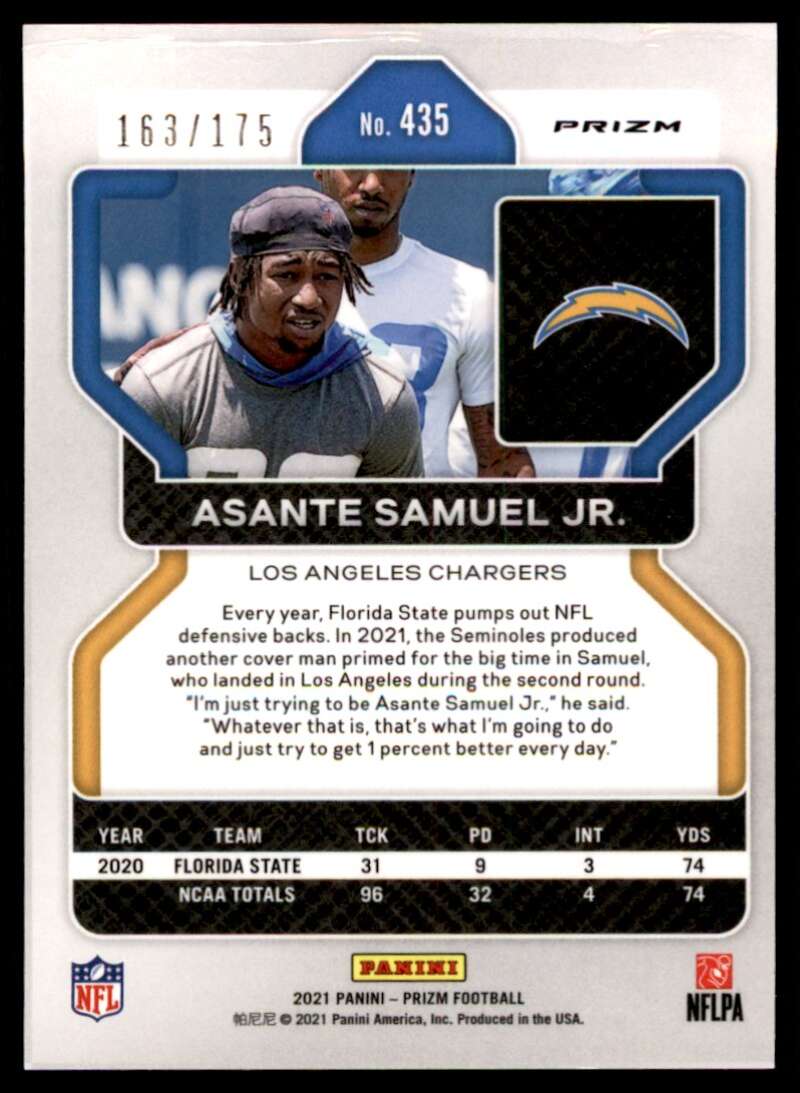 Load image into Gallery viewer, 2021 Panini Prizm Hyper Prizm Asante Samuel Jr. #435 Rookie RC /175 Los Angeles Chargers  Image 2
