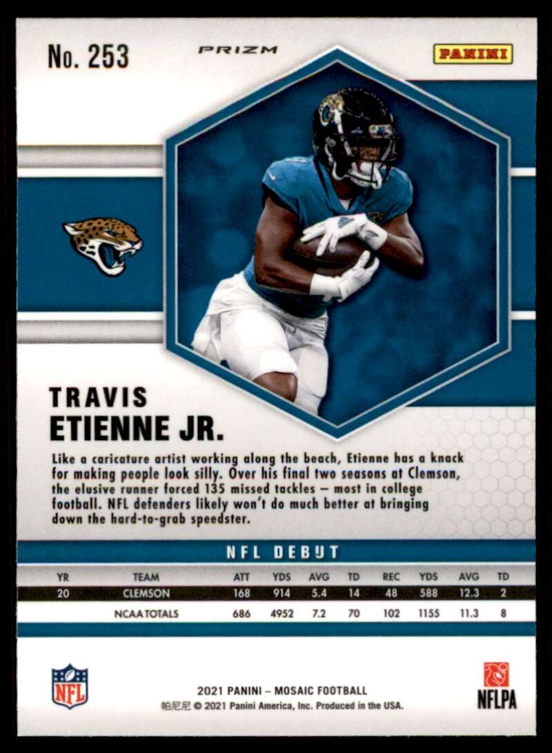 Load image into Gallery viewer, 2021 Panini Mosaic Reactive Orange Prizm Travis Etienne Jr. #253 Rookie RC Jacksonville Jaguars  Image 2
