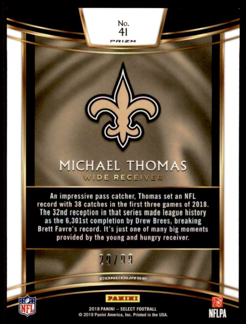 Load image into Gallery viewer, 2018 Panini Select Maroon Prizm Michael Thomas #41 SP /99 New Orleans Saints  Image 2
