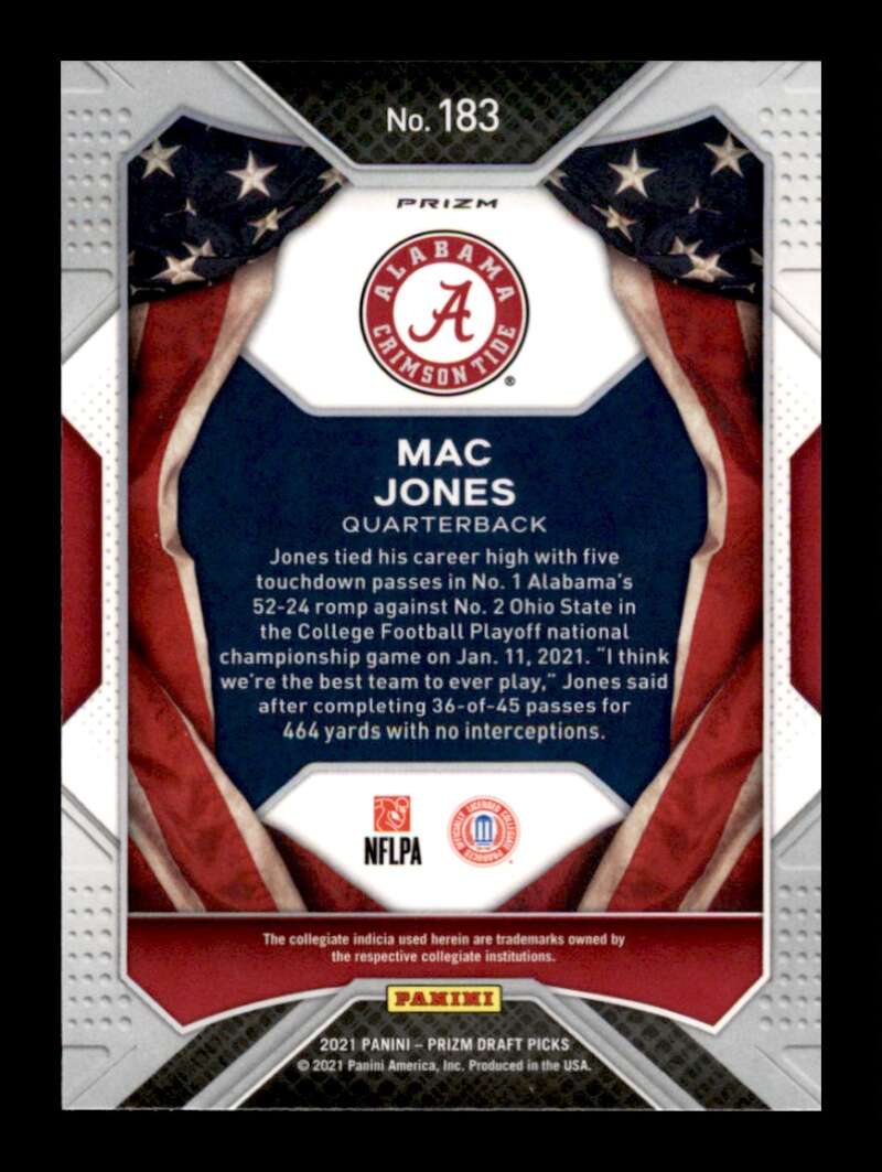 Load image into Gallery viewer, 2021 Panini Prizm Draft Silver Prizm Mac Jones #183 Rookie RC Alabama Crimson Tide  Image 2
