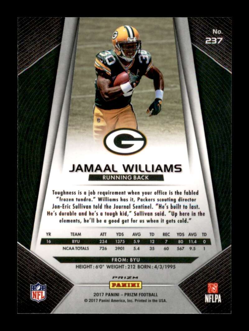 Load image into Gallery viewer, 2017 Panini Prizm Silver Prizm Jamaal Williams #237 Rookie RC Green Bay Packers  Image 2
