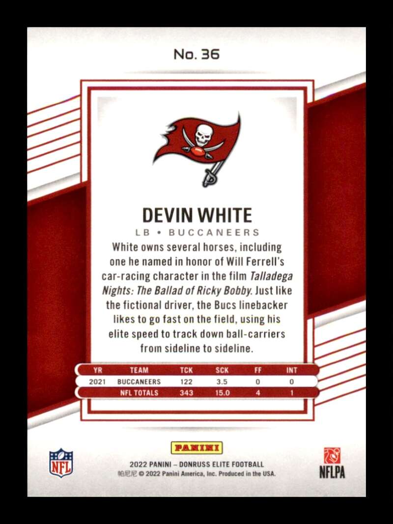 Load image into Gallery viewer, 2022 Donruss Elite Aspirations Devin White #36 SP /55 Tampa Bay Buccaneers  Image 2
