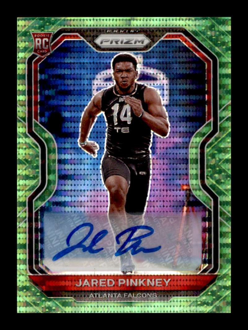 Load image into Gallery viewer, 2020 Panini Prizm Neon Gree Pulsar Prizm Auto Jared Pinkney #348 Rookie RC Atlanta Falcons  Image 1
