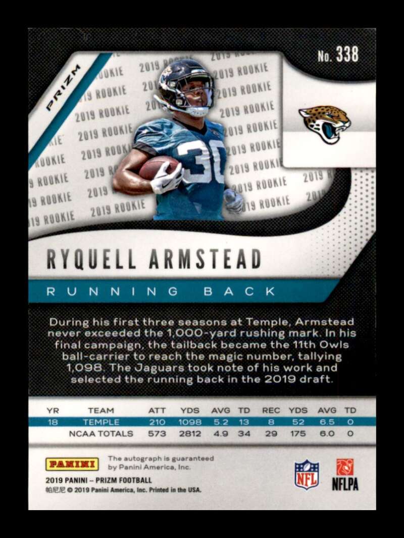 Load image into Gallery viewer, 2019 Panini Prizm Green Pulsar Prizm Auto Ryquell Armstead #338 Rookie RC Jacksonville Jaguars  Image 2
