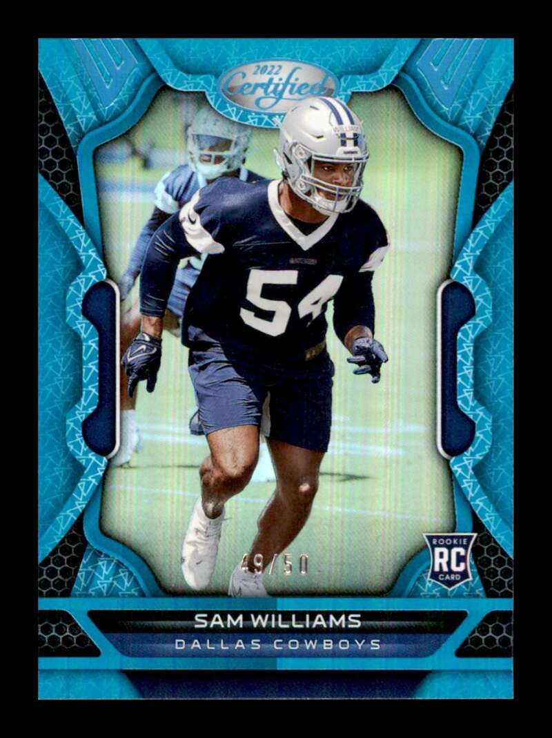 Load image into Gallery viewer, 2022 Panini Certified Teal Mirror Sam Williams #172 Rookie RC /50 Dallas Cowboys  Image 1
