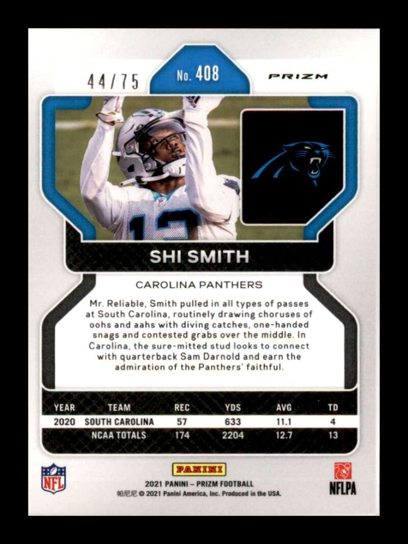 Load image into Gallery viewer, 2021 Panini Prizm Green Scope Prizm Shi Smith #408 Rookie RC /75 Carolina Panthers  Image 2
