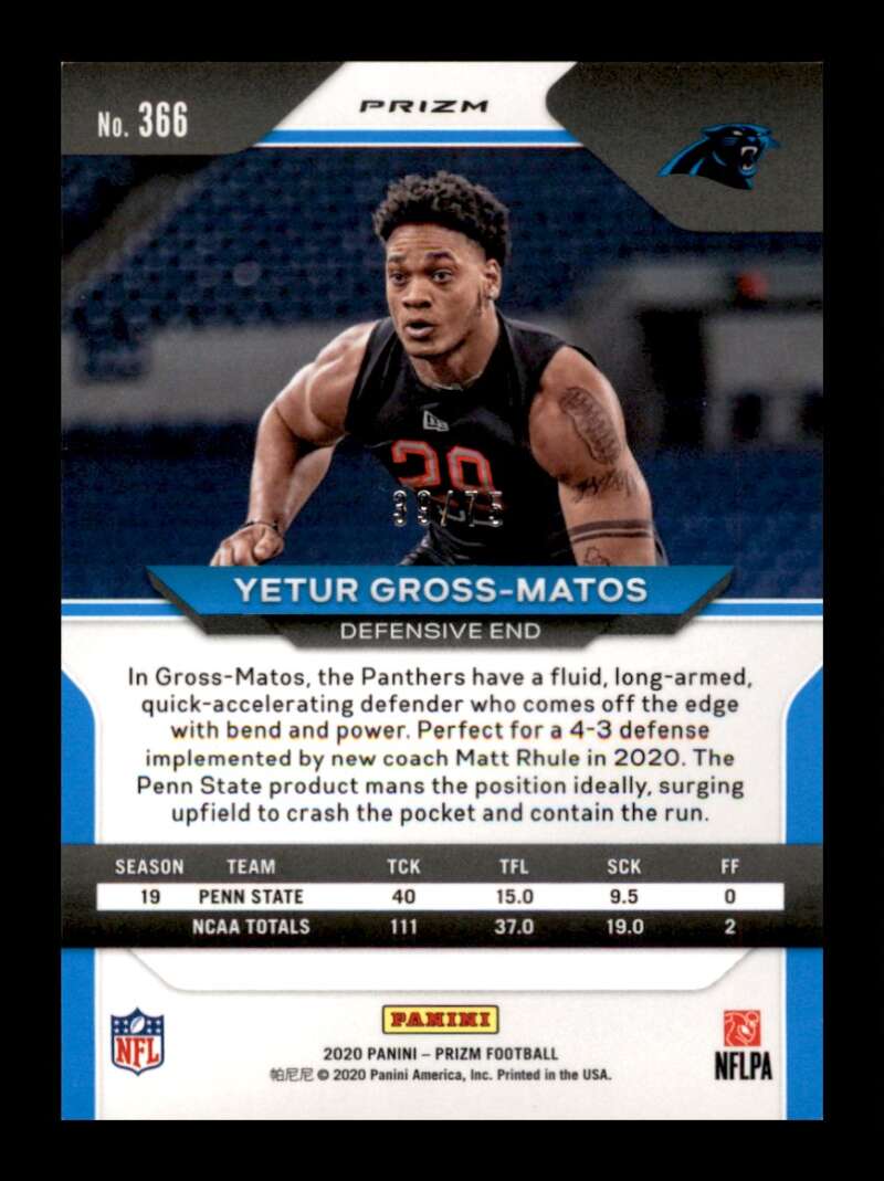 Load image into Gallery viewer, 2020 Panini Prizm Green Scope Prizm Yetur Gross-Matos #366 Rookie RC /75 Carolina Panthers  Image 2
