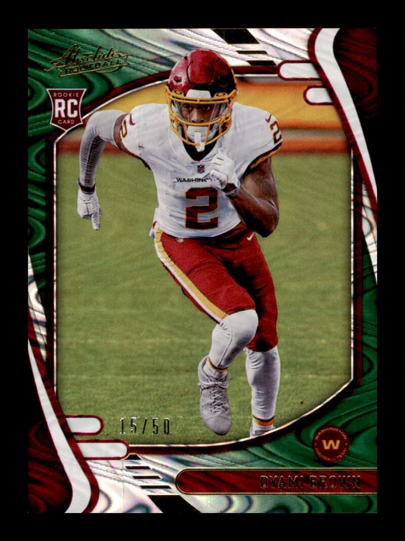 Load image into Gallery viewer, 2021 Panini Absolute Green Waves Dyami Brown #125 Rookie RC /50 Washington Football Team  Image 1
