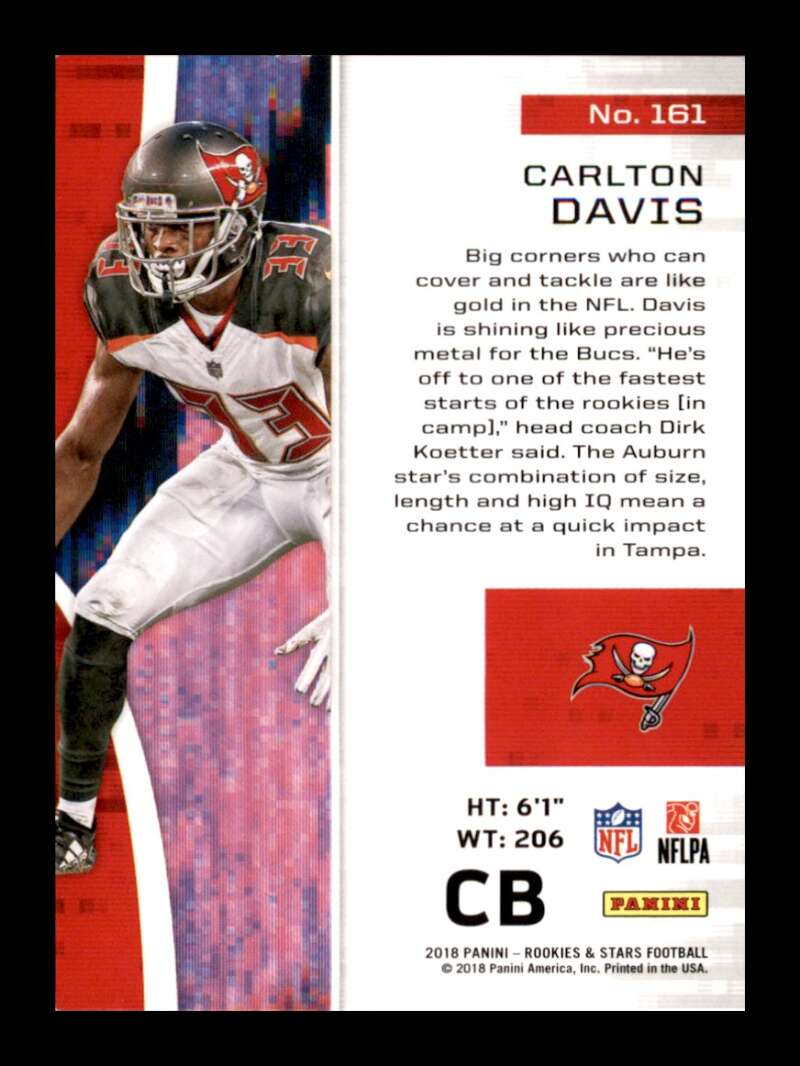 Load image into Gallery viewer, 2018 Panini Rookies &amp; Stars Red Blue Carlton Davis #161 Rookie RC /25 Tampa Bay Buccaneers  Image 2
