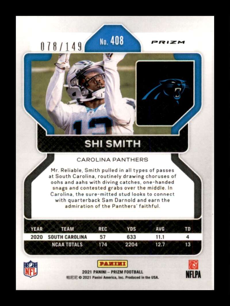 Load image into Gallery viewer, 2021 Panini Prizm Red Wave Prizm Shi Smith #408 Rookie RC /149 Carolina Panthers  Image 2
