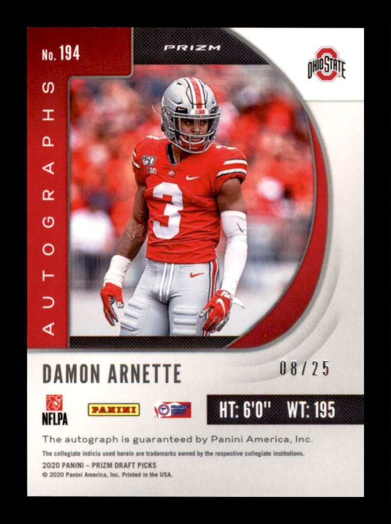 Load image into Gallery viewer, 2020 Panini Prizm Draft Camo Prizm Auto Damon Arnette #194 Rookie RC /25 Ohio State Buckeyes  Image 2
