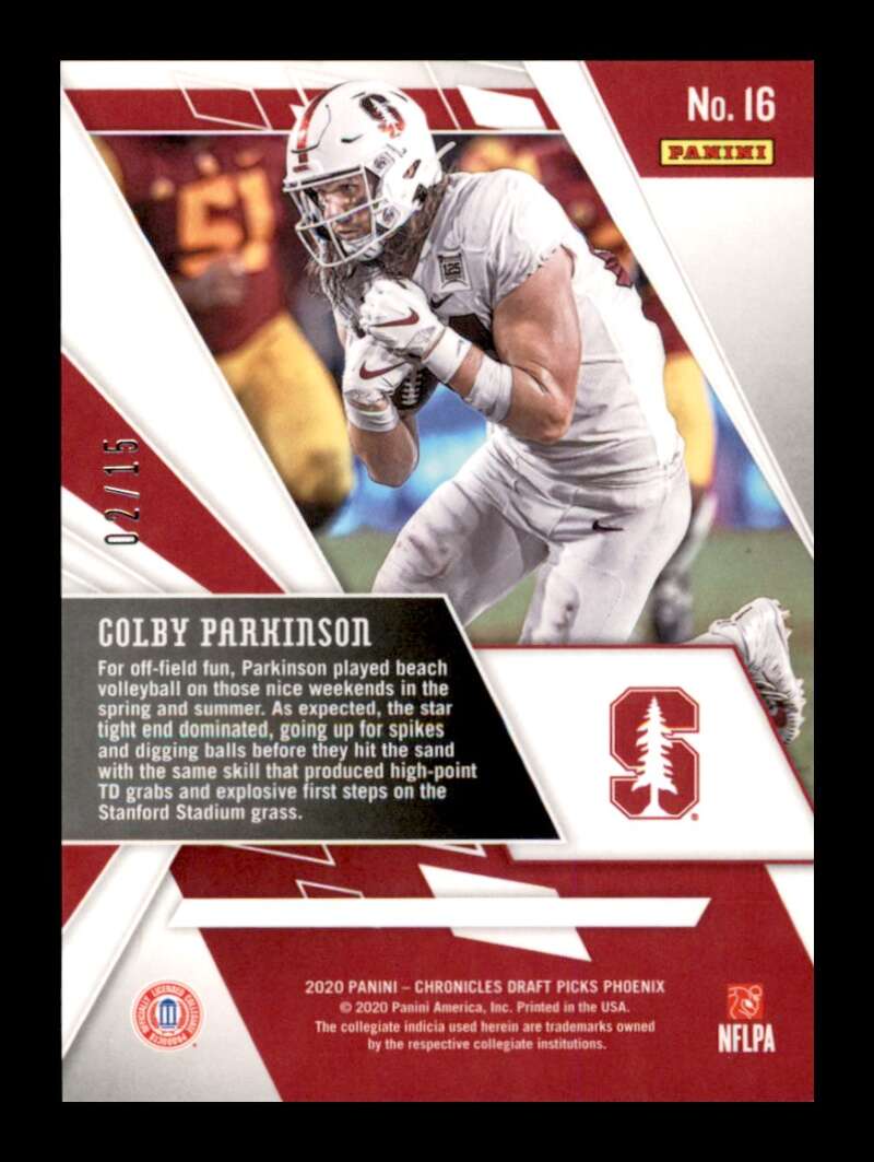 Load image into Gallery viewer, 2020 Panini Chronicles Draft Phoenix Ice Colby Parkinson #16 Rookie RC /15 Stanford Cardinal  Image 2
