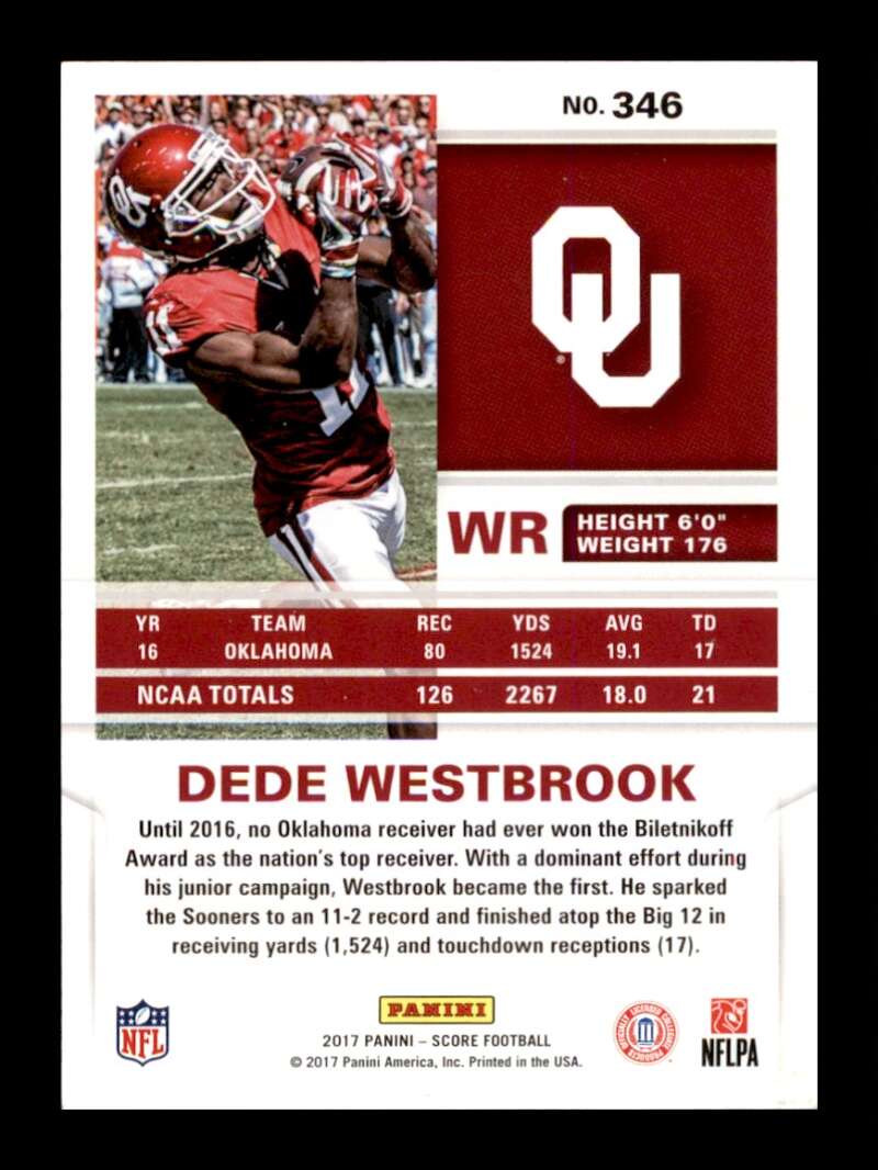 Load image into Gallery viewer, 2017 Panini Score Red Zone Dede Westbrook #346 Rookie RC /20 Oklahoma Sooners  Image 2
