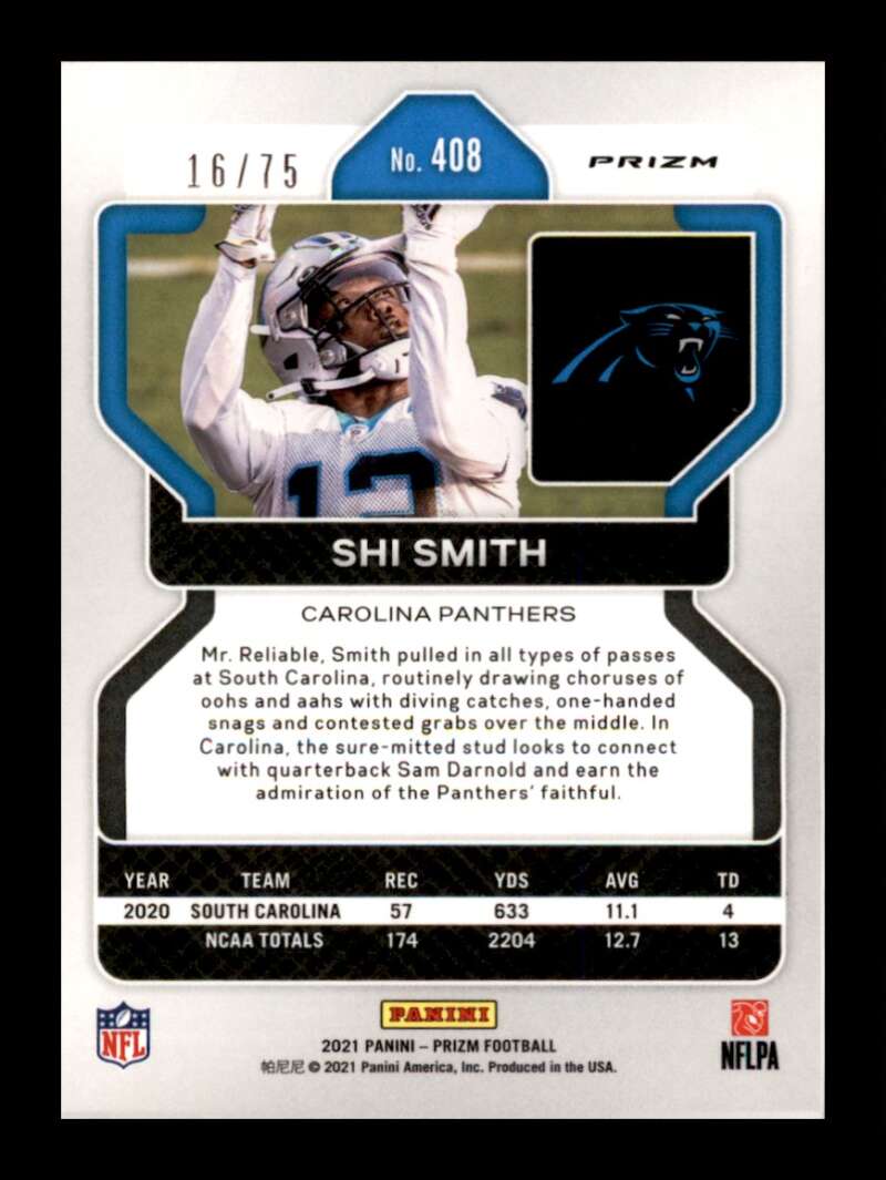 Load image into Gallery viewer, 2021 Panini Prizm Green Scope Prizm Shi Smith #408 Rookie RC /75 Carolina Panthers  Image 2
