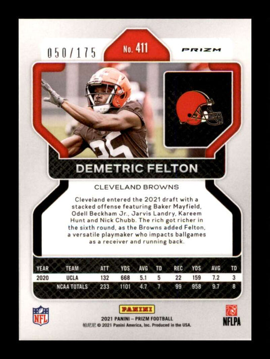 2021 Panini Prizm Hyper Prizm Demetric Felton