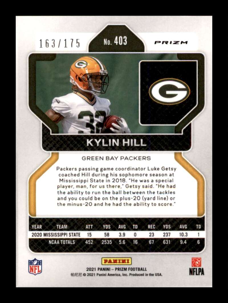 Load image into Gallery viewer, 2021 Panini Prizm Hyper Prizm Kylin Hill #403 Rookie RC /175 Green Bay Packers  Image 2
